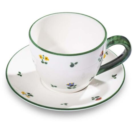 Gmundner Keramik tazza da tè Maxima a fiori sparsi con piattino