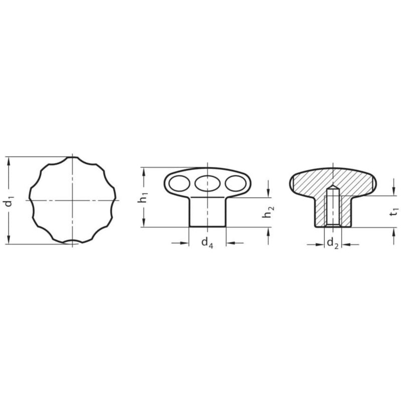 Otto Ganter Gmbh&co.kg - Ganter GN5335-50-M10-E Star Knob Stainless Steel Mat Blasted