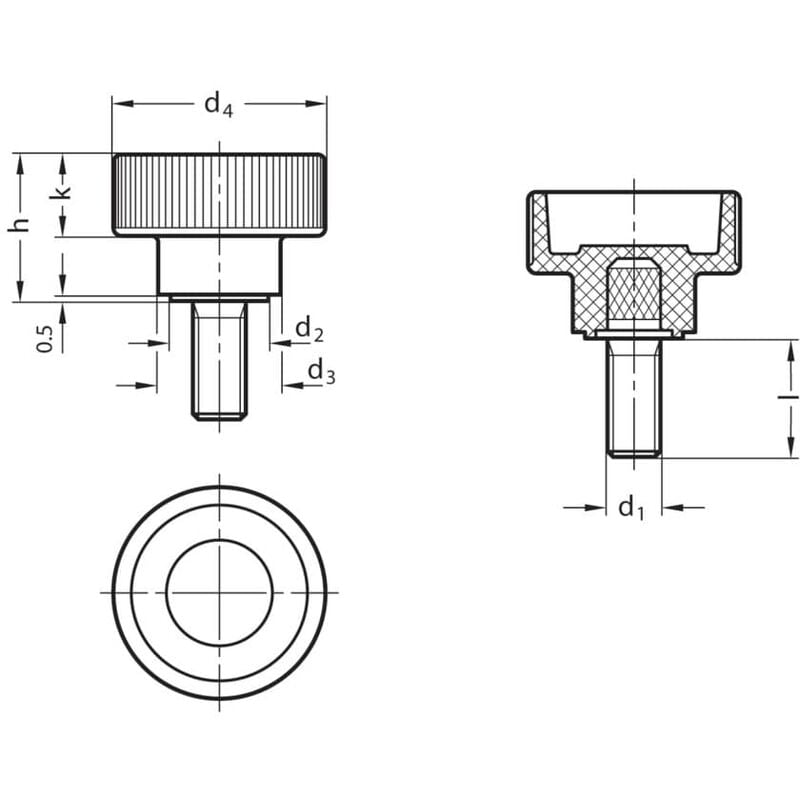 Otto Ganter Gmbh&co.kg - Ganter GN421-M5-25 Knurled Thumb Screw- you get 5