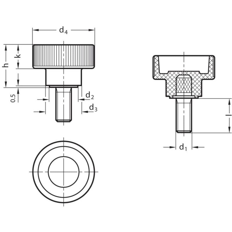 Otto Ganter Gmbh&co.kg - Ganter GN421-M4-10 Knurled Thumb Screw- you get 5