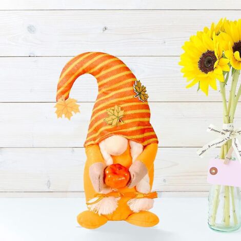 Gnome d'automne en peluche fait main pour Thanksgiving - 31,5 cm