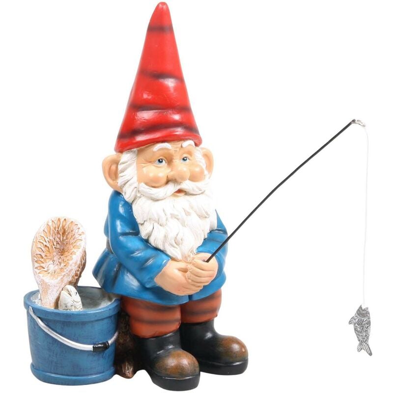 SID - Gnome de jardin 20 cm Pêche à la ligne