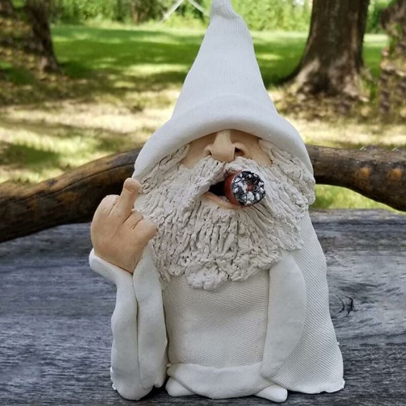 Gnome de jardin en résine à l'épreuve des intempéries 15 cm décor intérieur ou extérieur fumée