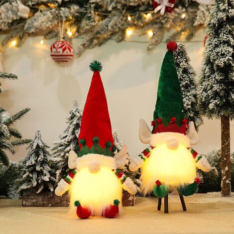 Gnome de Noël en peluche lumineuse, décoration ornementale