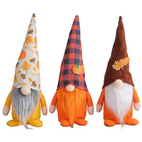 Gnome de Noël pour la fête des récoltes (lot de 3) - Décoration pour la maison, le restaurant ou la salle à manger