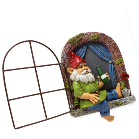 Gnome Sculpture Statue Decoration Sculpture à Accrocher Statue Gnome Mural Synthétique Résine Coloré Décoratif 10.5x4x15cm