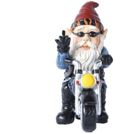 Gnome Statue Jardin de fées Nain Résine Statue Moto Décoration Polyrésine Décorations de Noël Artisanat d\'art pour pelouse Style1
