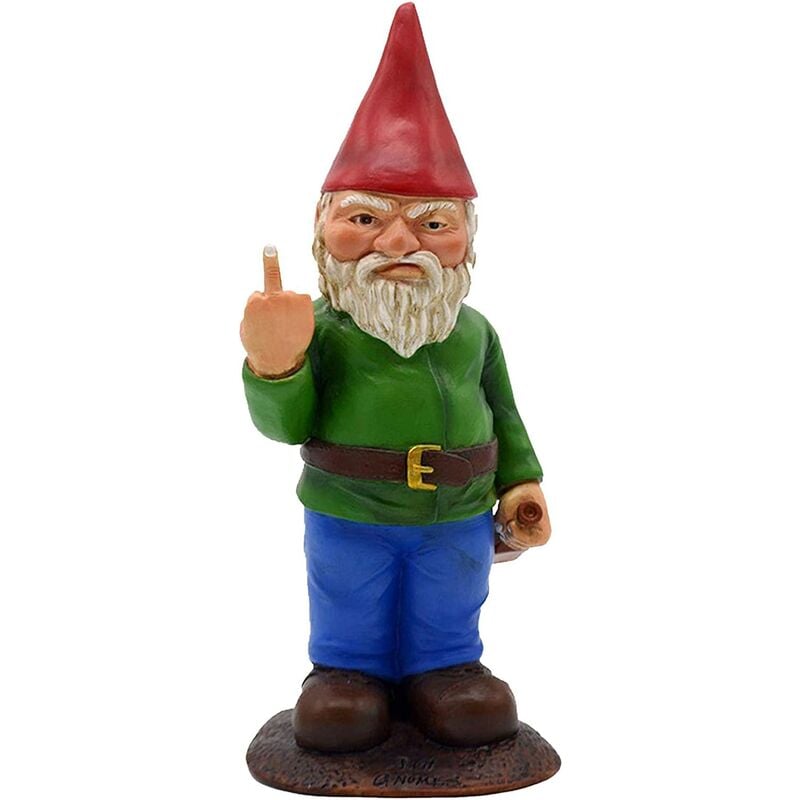 GNOME Statue Jardin Extérieur Ornements, Nain De Jardin Doigt d'honneur, GNOME De Jardin en Résine Exterieur pour Home Pelouse Backyard Decor, Cadeau