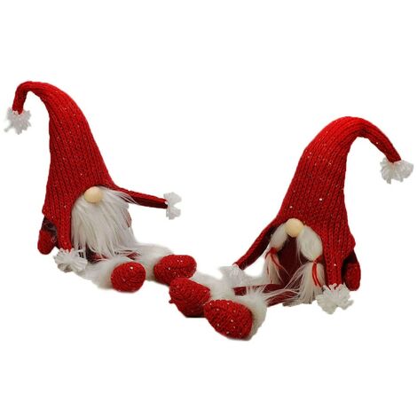 Gnomo babbo babba di natale lui lei rosso bianco decorazioni addobbi natalizi 40cm idea regalo set da 2