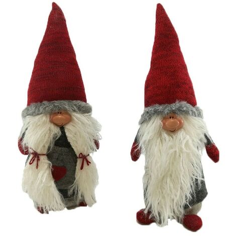 Gnomo babbo babba di natale lui lei rosso e bianco decorazioni addobbi natalizi 53cm idea regalo set da 2