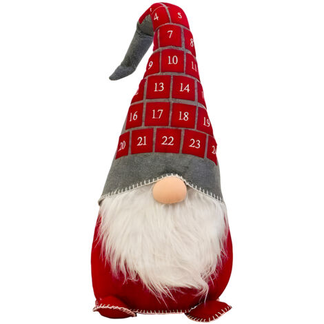 Gnomo Con Calendario Avvento Poliestere 29x95cm