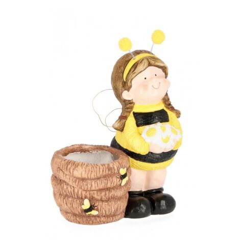 Gnomo da Giardino "Bimba Apiary" con Cesta, in Magnesio per uso esterno.