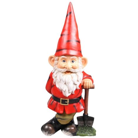 Figura di gnomo da giardino da 20 cm – figura di gnomo con cappello rosso e stelle, decorazione da giardino