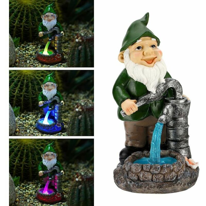 FVO - Gnomo da giardino Ornamenti con luce Gnomo