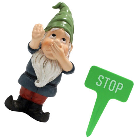 Gnomo de jardín de resina con nariz chata – Figura decorativa resistente a la intemperie para baño, patio y balcón – Dimensiones: 5,8 x 6 x 15,8 cm – Figura de elfo, modelada con detalle y pintada a m