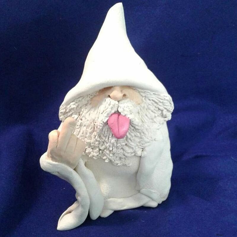 

Gnomo de jardín Rocker Humor con dedo medio - Divertida estatua de gnomos Resina de jardín para exteriores Decoraciones para interiores o exteriores