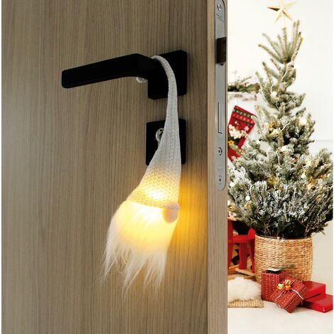 Gnomo de Navidad LED Colgante 260mm Blanco 2xLR44  Blanco   IluminaShop