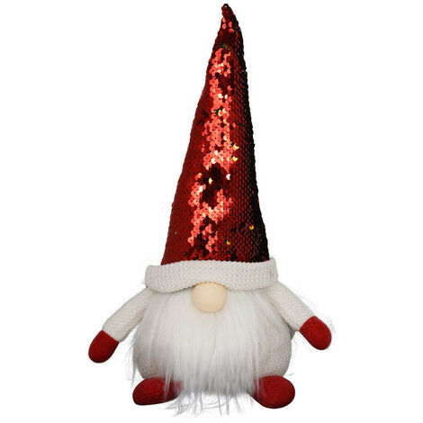 Gnomo di Babbo Natale H34 cm in Tessuto con Paillettes