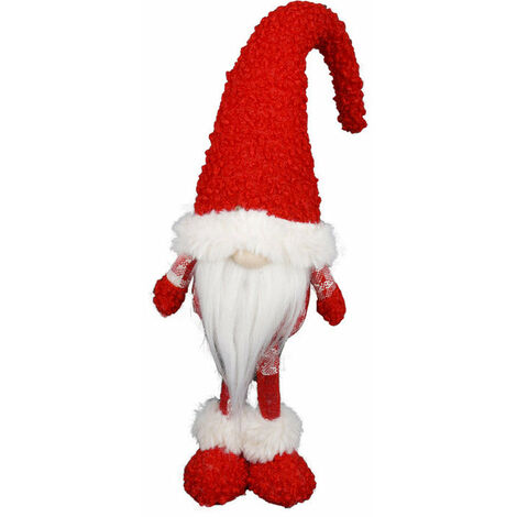 Gnomo di Babbo Natale H47 cm in Tessuto Rosso