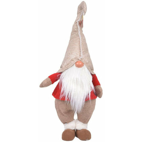 Gnomo di Babbo Natale H65 cm in Tessuto Rosso e Rosa Antico