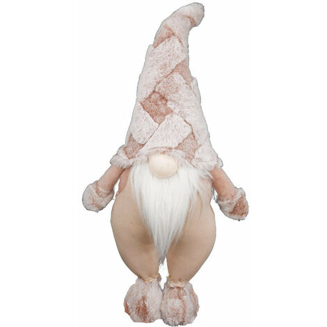 Gnomo di Babbo Natale H68 cm in Tessuto Rosa Antico