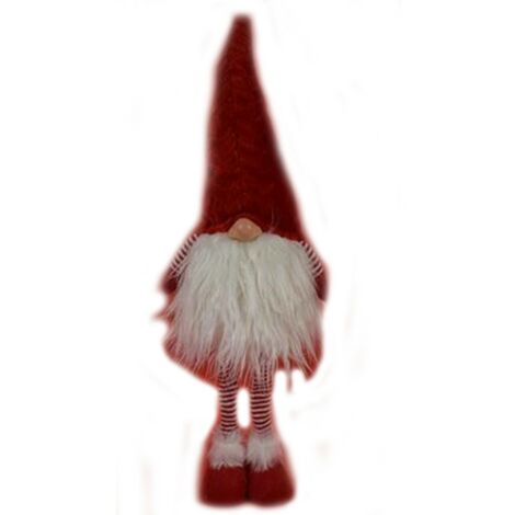 Gnomo elfo babbo natale rosso con viso barba bianca luminoso per decorazioni natalizie addobbi idea regalo con luci casa vetrine