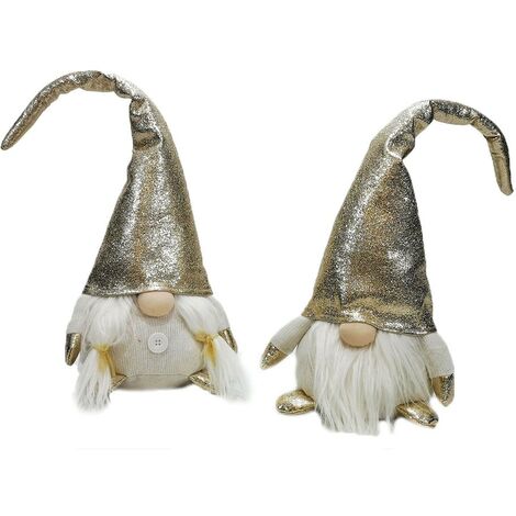 Gnomo elfo lui e lei babbo babba natale oro bianco per decorazioni natalizie addobbi idea regalo per natale vetrine negozio set2