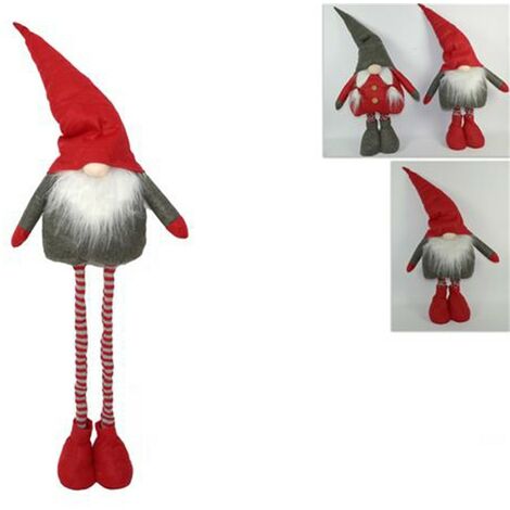 Gnomo elfo lui e lei babbo babba natale rosso per decorazioni natalizie addobbi idea regalo piedi penzolanti set 2 in tessuto