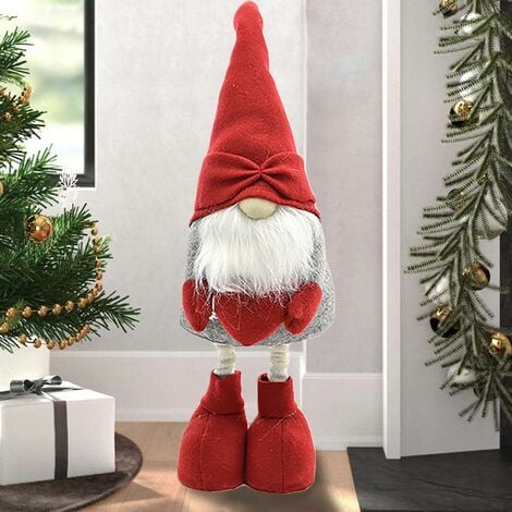 Gnomo Folletto Babbo Natale con Cuore Colore Rosso Decorazione Natalizia 95 cm