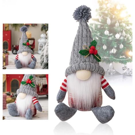 Gnomo natalizio luminoso, 1 gnomo natalizio grigio, ornamenti natalizi luminosi, gnomo fatto a mano per decorazione di finestre e tavoli interni.