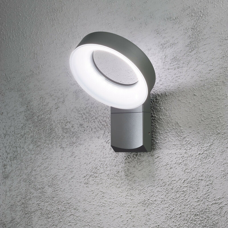 Asti Applique Murale Extérieure Moderne Anneau led Gris Foncé, IP44 - Konstsmide