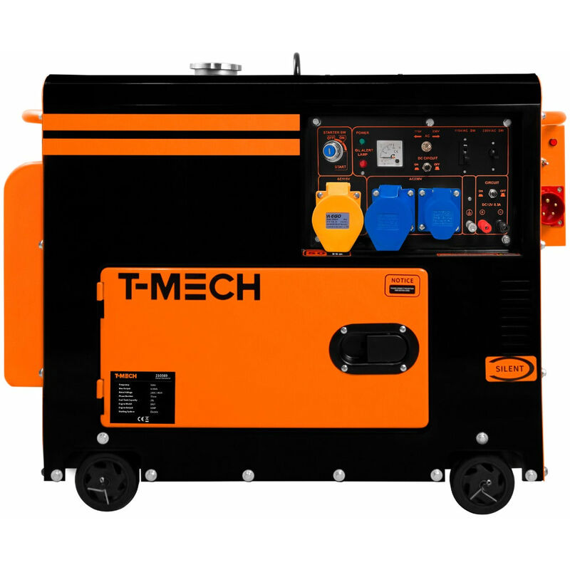 Monster-shop - Générateur Diesel Silencieux Monophasé - életrogène Urgence Chantier Construction Panne d'électricité -230V 6kVA 16h30 Utilisation