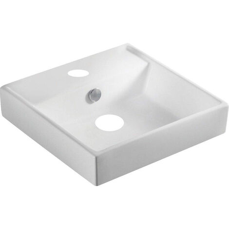 GO by Van Marcke Brigit lavabo à poser semi-encastré carré en porcelaine blanche 380 x 380 x 130 mm