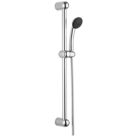 Go by Van Marcke ensemble de douche complet chromé 66 cm douchette à main 1 jet barre de douche avec support de douchette réglable 66 cm flexible 150
