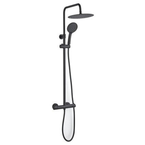 GO by Van Marcke Ensemble de douche pluie - 134cm - mural - thermostatique - laiton - noir mat