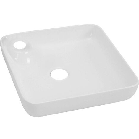 GO by Van Marcke Fontana lavabo à poser carré 400 x 400 x 125 mm porcelaine blanche avec trou de robinet