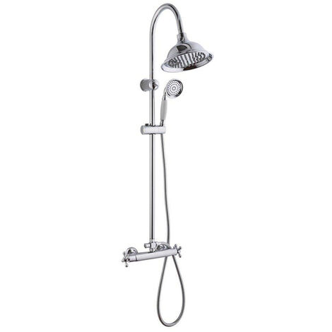 Go by Van Marcke système de douche Retro douche pluie ronde douchette à main mitigeur thermostatique look chrome