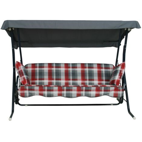 GO-DE Hollywood-Auflage 4-tlg. 50 cm x 180 cm x 8 cm, rot, karo rot Sitzpolster