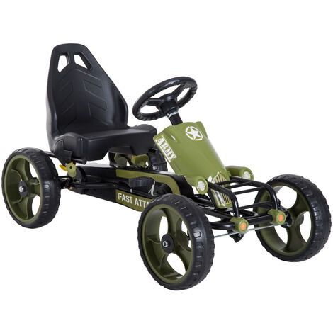 Go-Kart a Pedales para Niños +3 Años con Freno Carga Máx. 35kg 105x54x61cm Verde