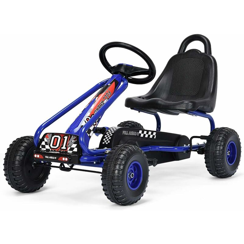 

Go Kart Coche de Pedal para Niños con Asiento Ajustable y Freno de Mano Juguete Infantil Carga hasta 30kg Azul