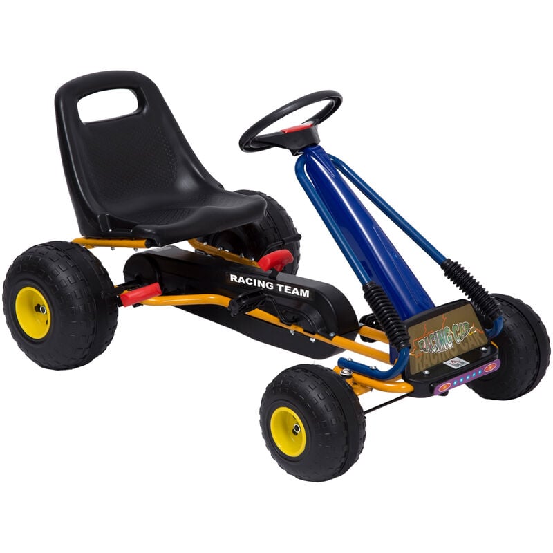 

Homcom - Go-Kart Coches de Pedales para Niños de +3 años con Freno Asiento Ajustable - Azul y Negro