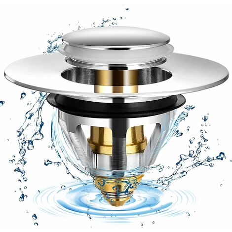 Go Swing Bands Bonde Popup Universel Bouchon Lavabo en Acier Inoxydable avec 2 Joints pour évier Entre 32 et 38 mm (1Pcs)