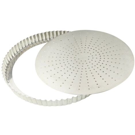 GOBEL - Tourtière cannelée perforée - fer blanc - fond mobile - Ø 320 mm h28 mm