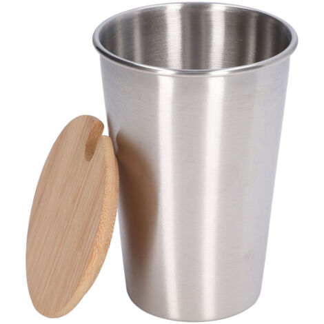 Gobelet à Bière en Acier Inoxydable 500ML avec Couvercle, Tasse Isotherme pour Extérieur, Maison et Fêtes, Couleur Acier