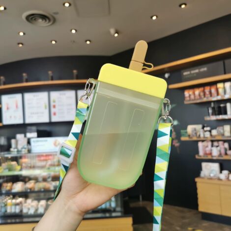 Gobelet à glace 300 ml, en plastique, avec sangle ajustable (jaune)