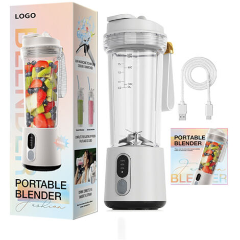 Gobelet Blender Multifonction 600ML Version Améliorée, Broyeur à Glace Puissant pour Jus Frais, Smoothies et Boissons Maison