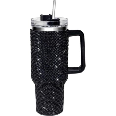 Gobelet de 1,2 L avec anse et paillettes, noir