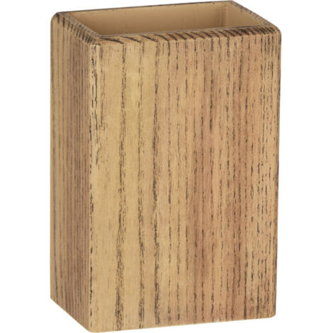 Gobelet de bain de boucheMYSELOXY /Porte-brosse à dents en résine imitation bois.7,5 x 11 x 5centimètres, brun