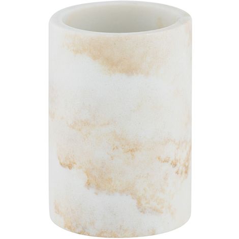 Gobelet de salle de bain design marbre Odos - Diam 8 x 11 - Blanc
