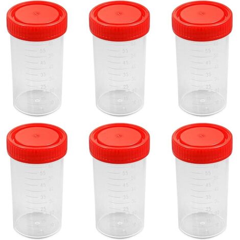 Gobelet Échantillon, Bécher D'urine En Plastique, 6 Pièces Récipients Pour Échantillons D'urine, D'expectoration Récipient De Collecte, Pots Urines Spécimen Tasses, Pour Expériences (60 ml)